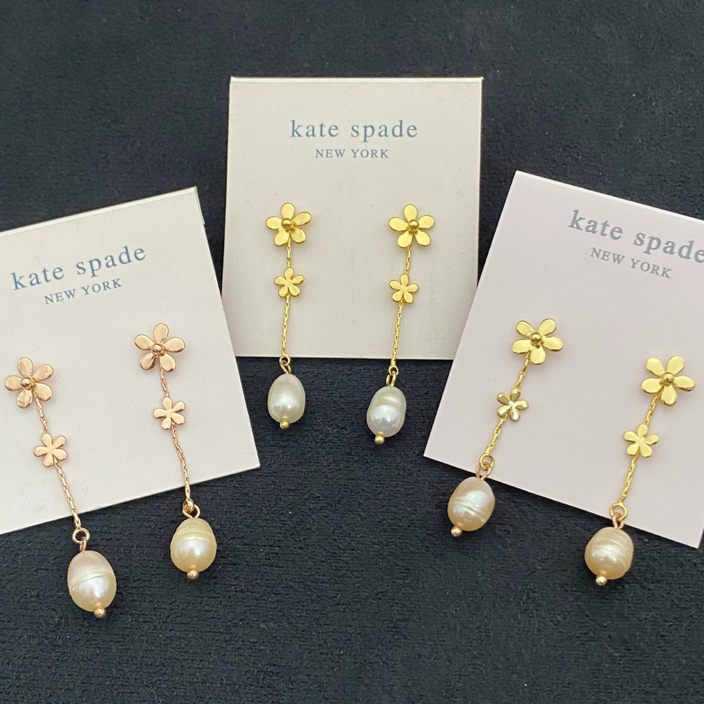 Kate SPADE Flower Chain Freshwater Pearl Metal Earrings